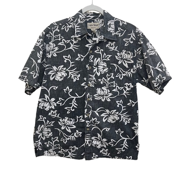 Cooke Street Button Up Hawaiian ShirtMens Sz M Black White Floral - Picture 12 of 12